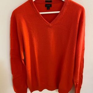 J. Crew Cashmere V-neck Red/orange Sweater - LSlim
